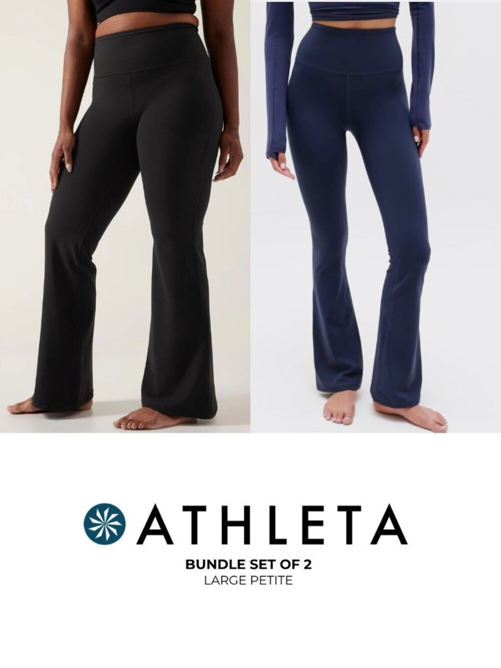 SET OF TWO | Athleta Elation Ultra High Rise Flare Pant Powervita Large Petite